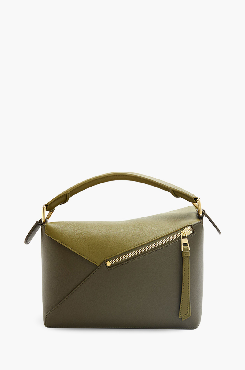 LOEWE Small Puzzle Bag in Olive Green/Khaki Green Classic Calfskin 1