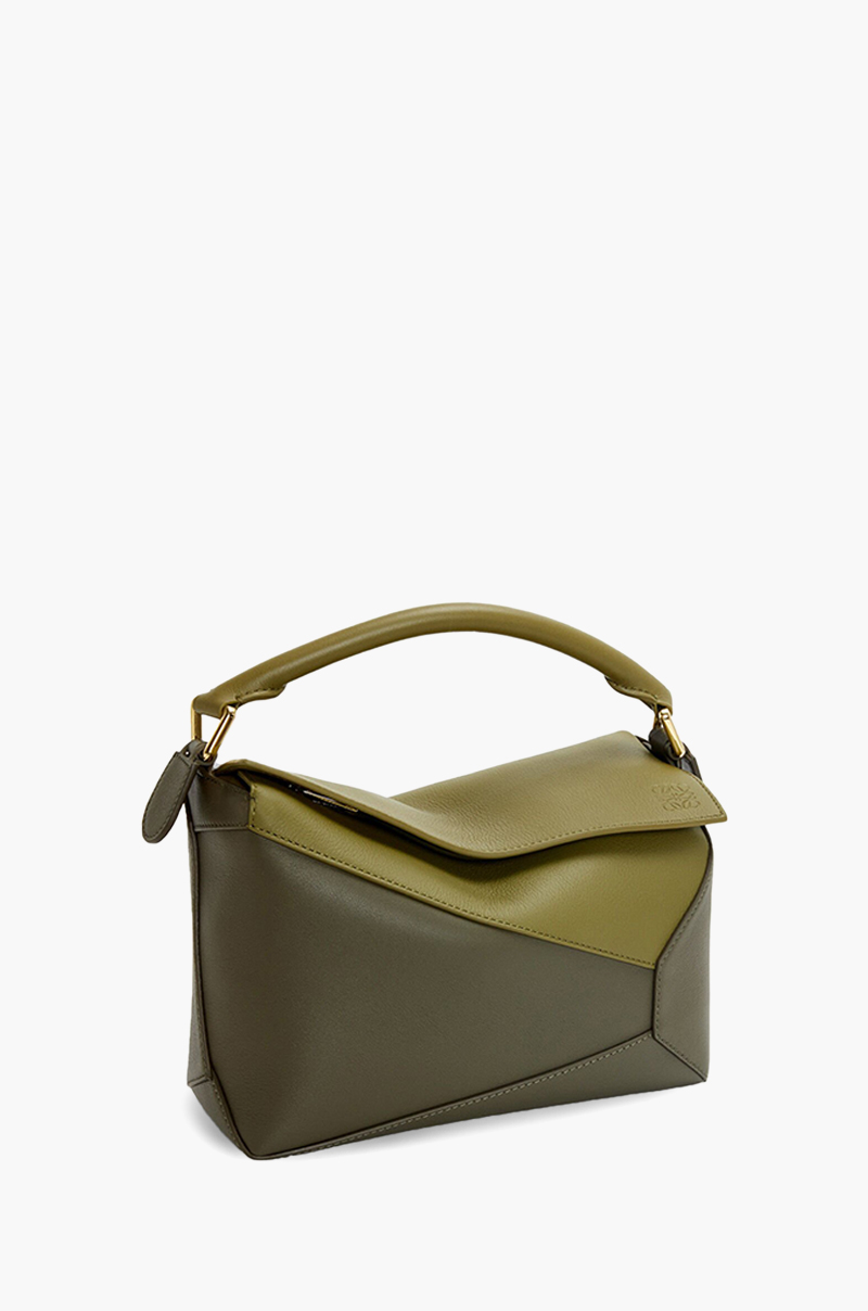 LOEWE Small Puzzle Bag in Olive Green/Khaki Green Classic Calfskin 2