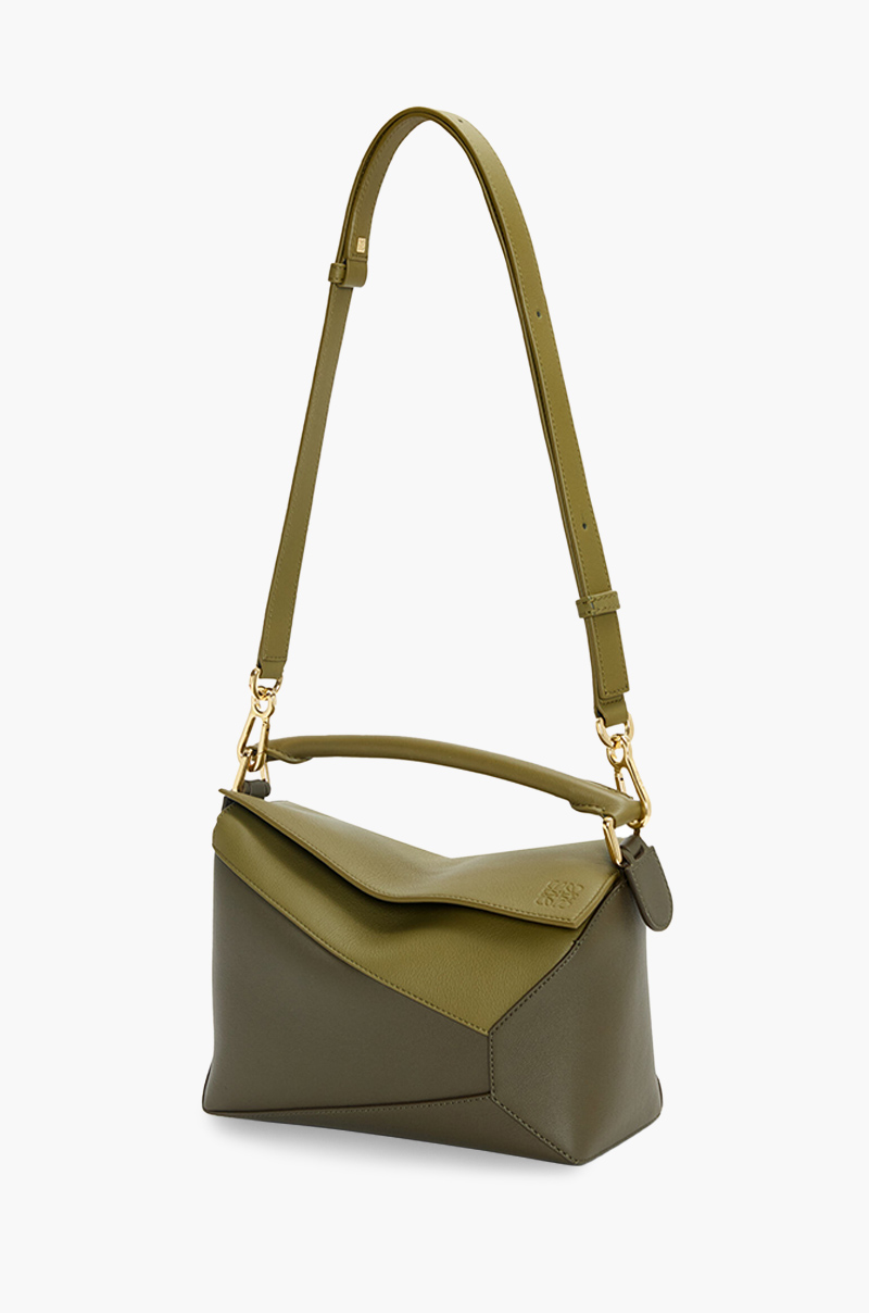 LOEWE Small Puzzle Bag in Olive Green/Khaki Green Classic Calfskin 3