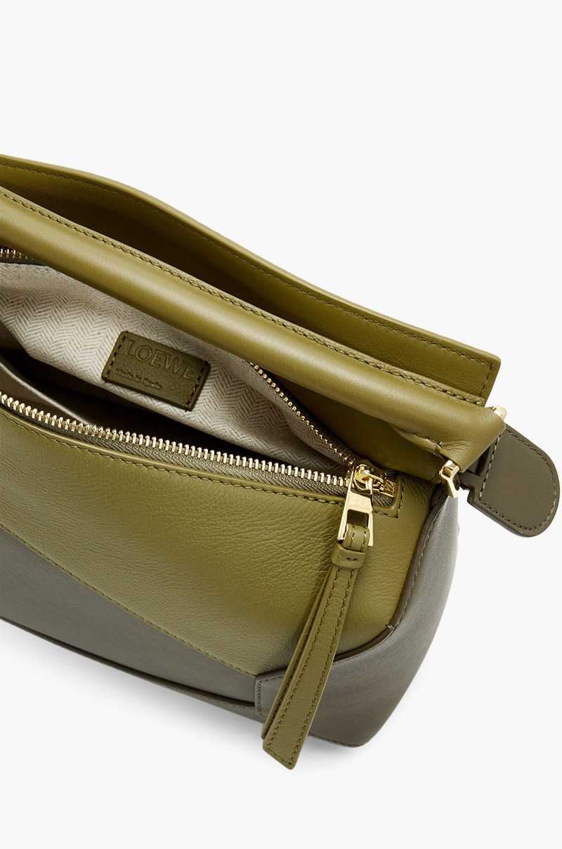 LOEWE Small Puzzle Bag in Olive Green/Khaki Green Classic Calfskin 4