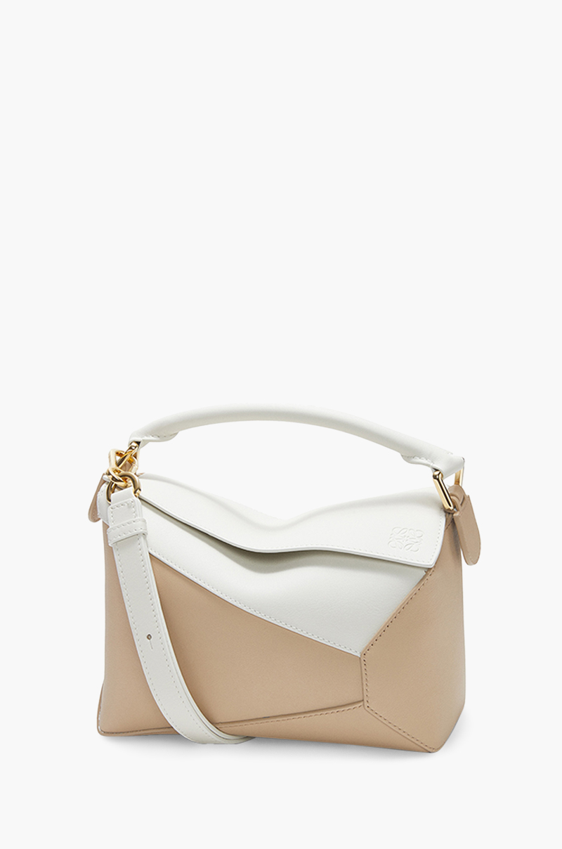 LOEWE Small Puzzle Bag in Soft White/Paper Craft Classic Calfskin 0