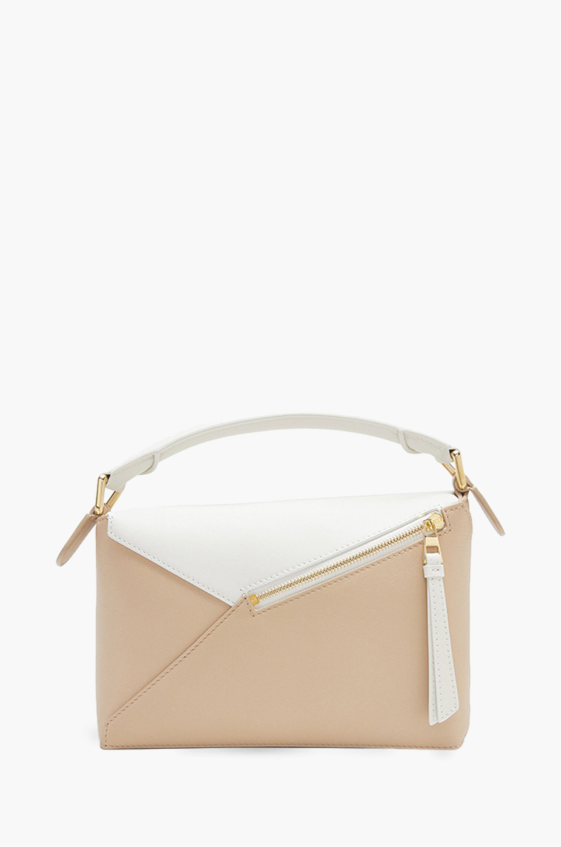 LOEWE Small Puzzle Bag in Soft White/Paper Craft Classic Calfskin 1