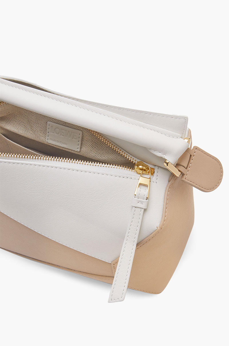 LOEWE Small Puzzle Bag in Soft White/Paper Craft Classic Calfskin 4