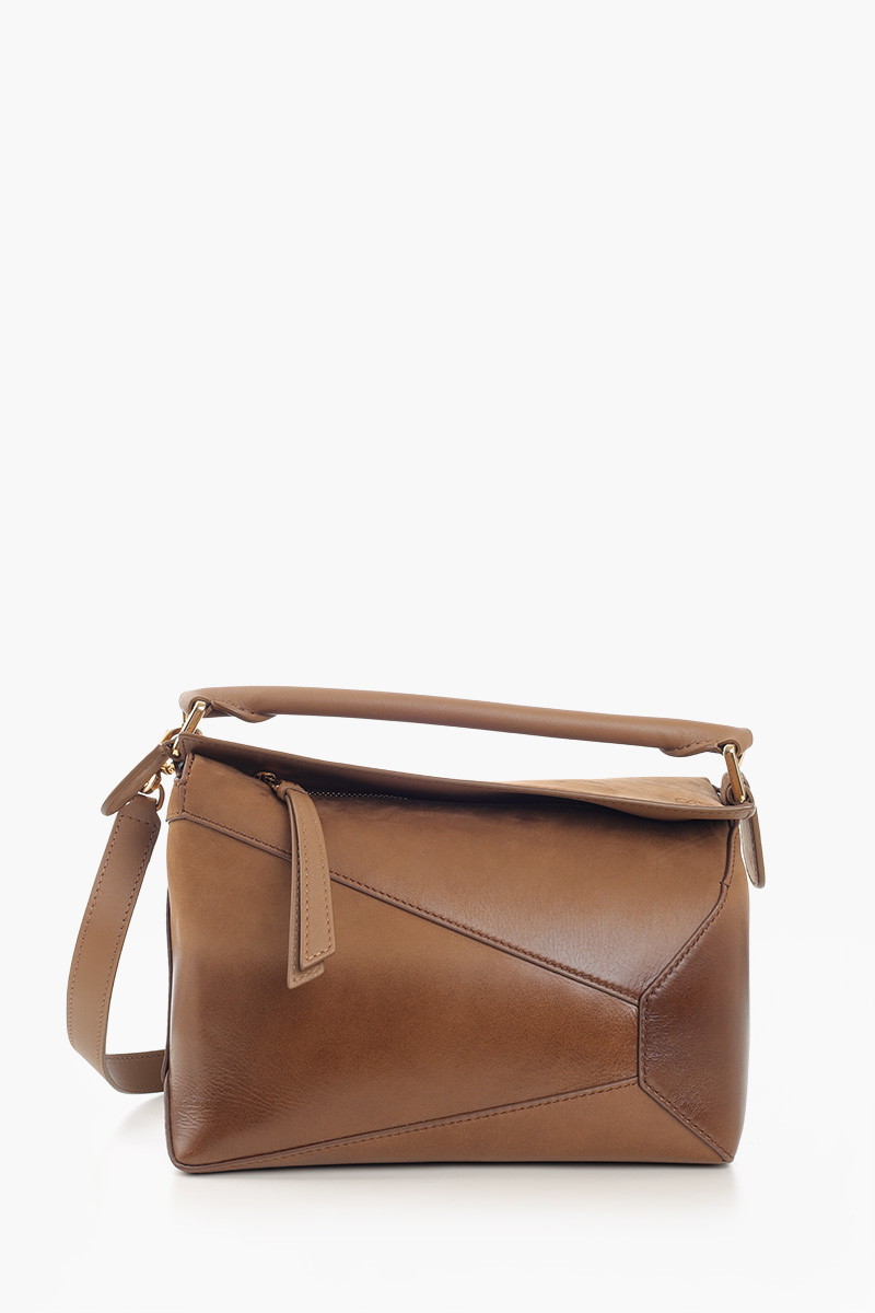 LOEWE Small Puzze Edge Bag in Mocca Gradient Patent Nubuck 0