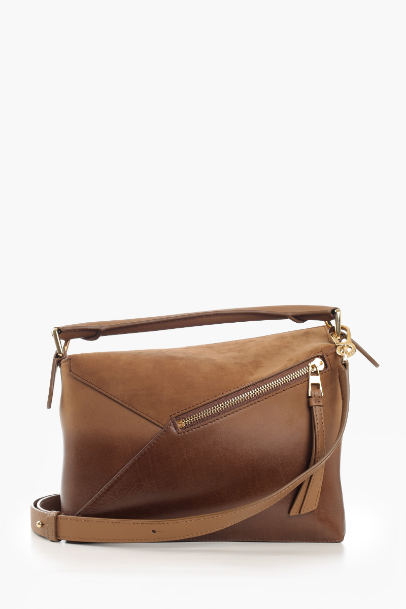 LOEWE Small Puzze Edge Bag in Mocca Gradient Patent Nubuck 2