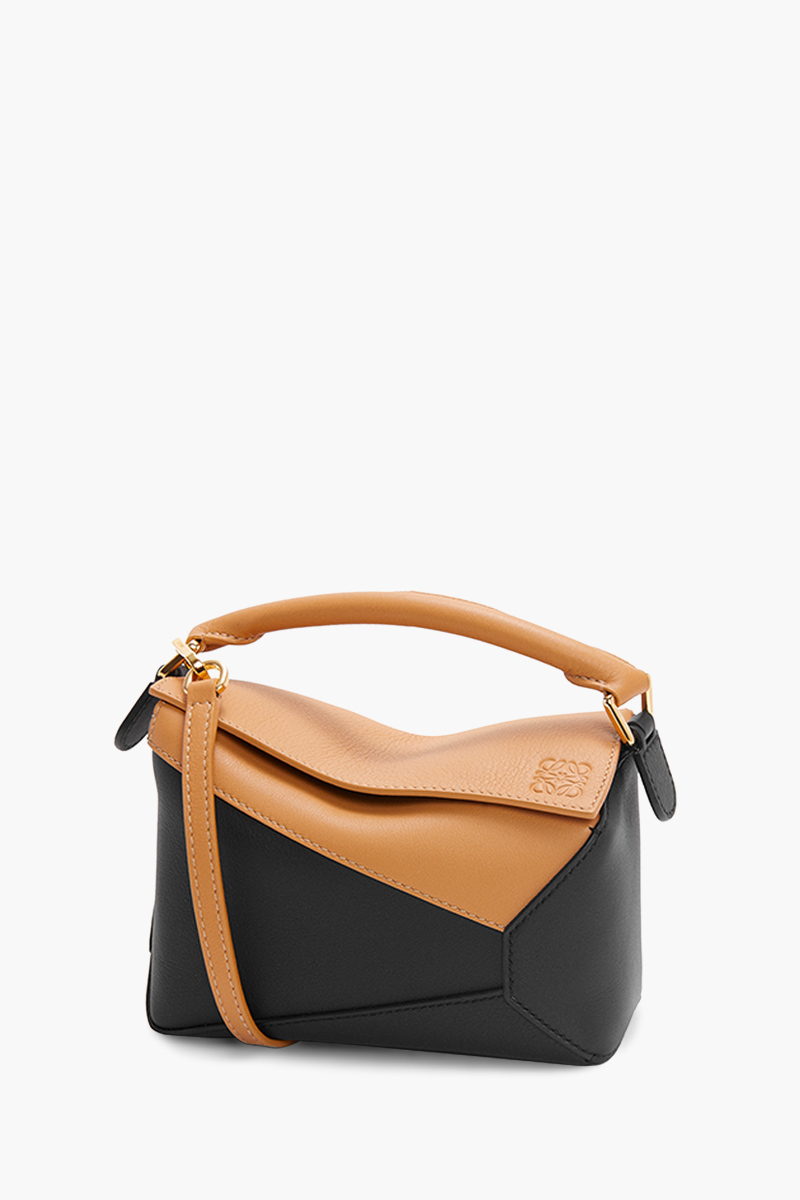 LOEWE Mini Puzzle Bag in Warm Desert/Black Classic Calfskin 0