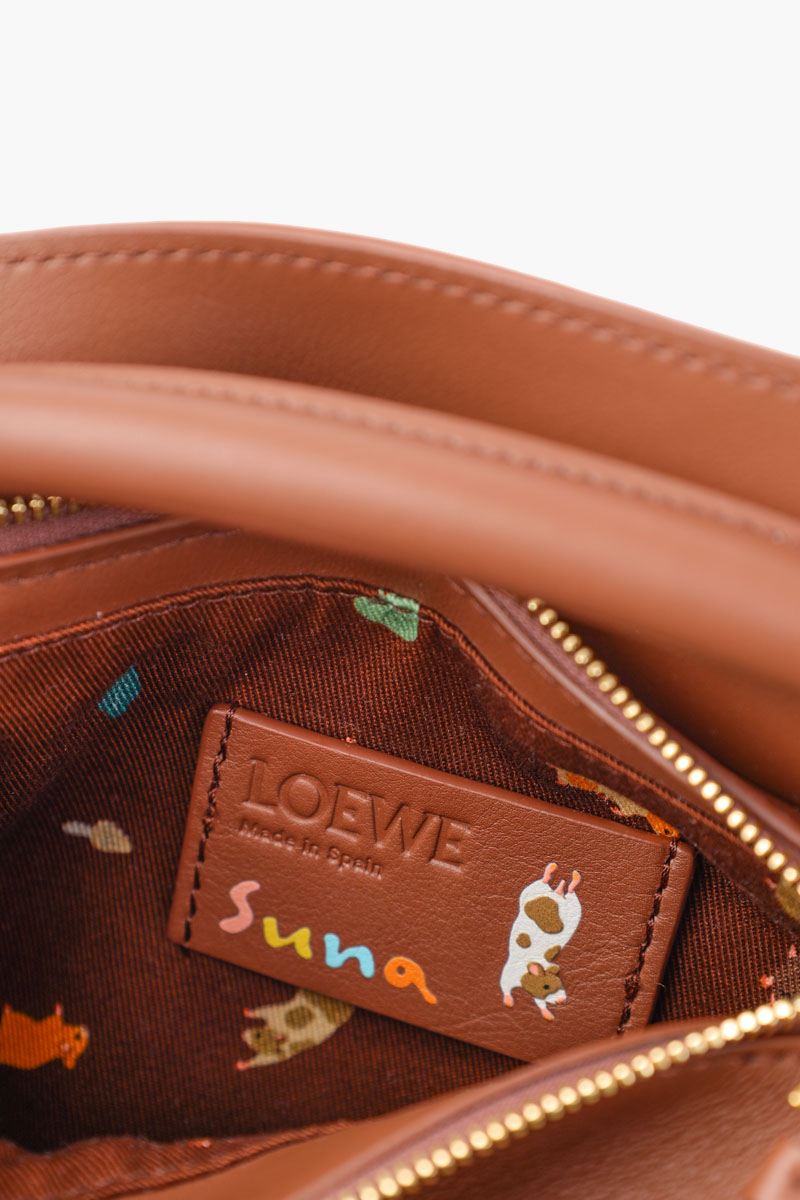 LOEWE x SUNA FUJITA Mini Hamster Puzzle Bag in Havana Nappa Calfskin 4
