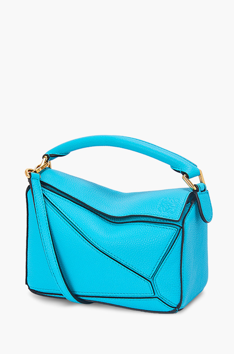 LOEWE Mini Puzzle Bag in Cyan Soft Grained Calfskin 0