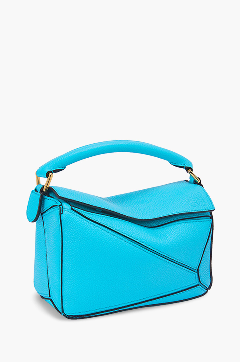 LOEWE Mini Puzzle Bag in Cyan Soft Grained Calfskin 2