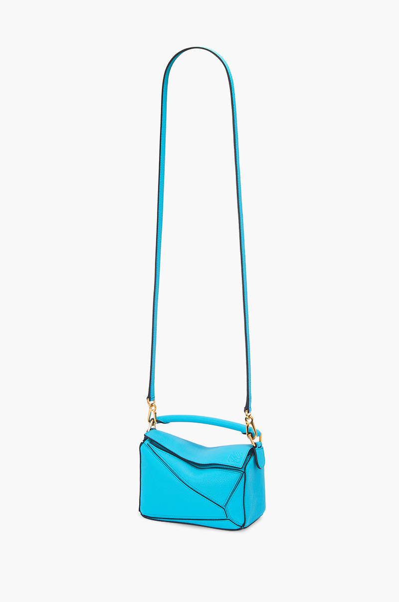 LOEWE Mini Puzzle Bag in Cyan Soft Grained Calfskin 4