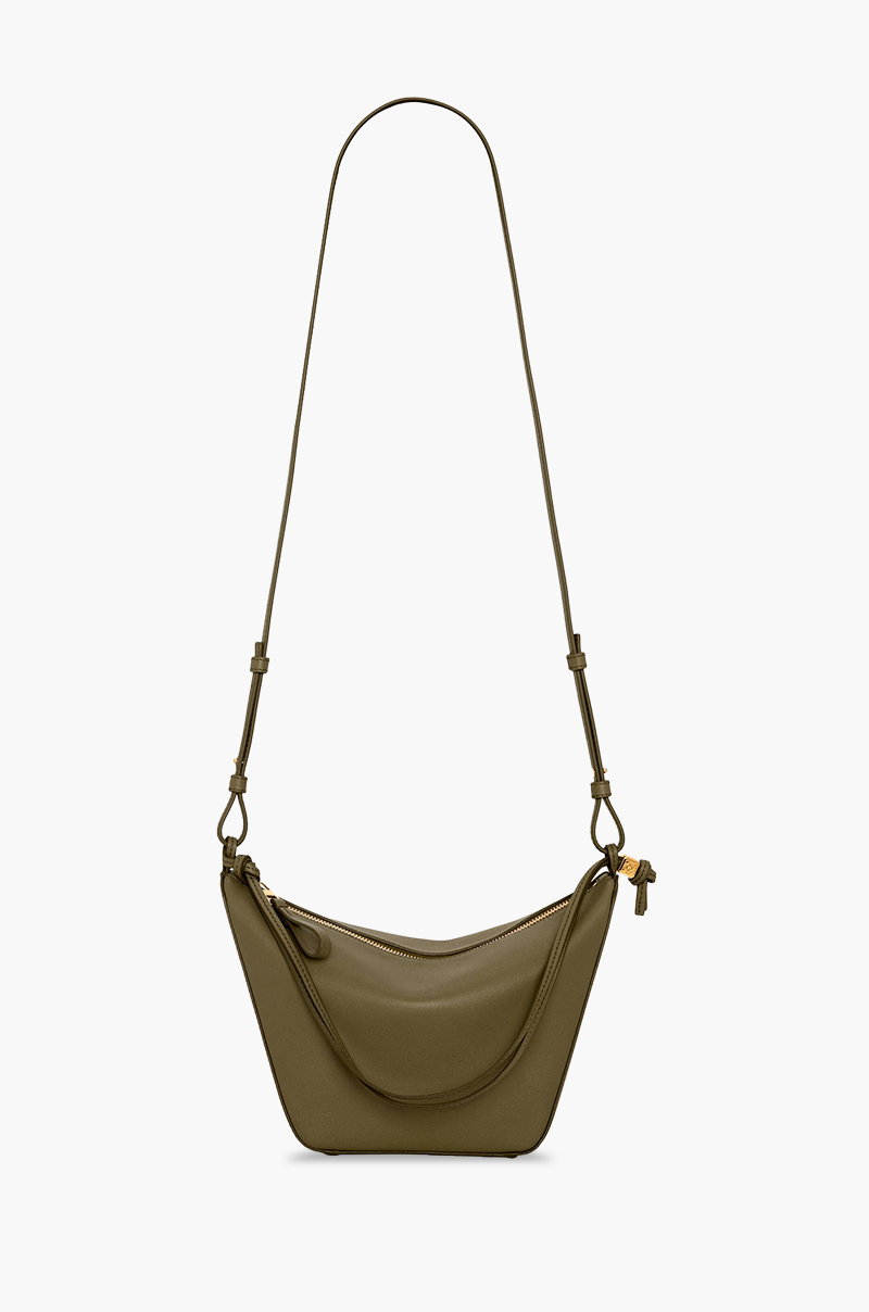 LOEWE Mini Hammock Hobo Bag in Dark Khaki Green Classic Calfskin 3