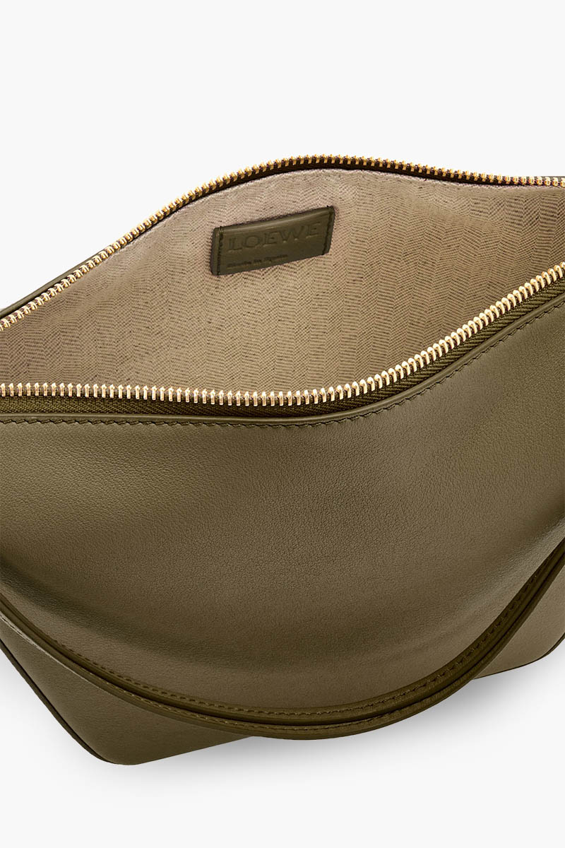 LOEWE Mini Hammock Hobo Bag in Dark Khaki Green Classic Calfskin 4