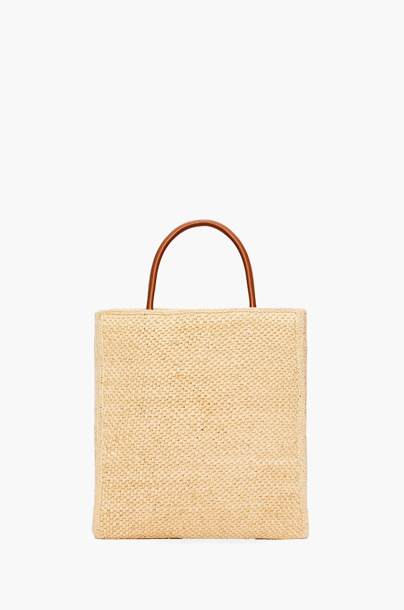 LOEWE A4 Logo Signature Standart Tote Bag in Natural/Black Raffia 1