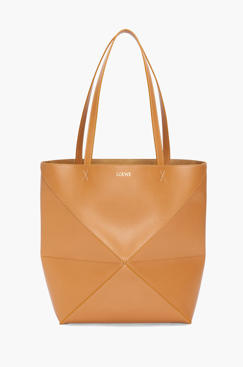 LOEWE Medium Puzzle Fold Tote Bag in Warm Desert Shiny Calfskin 0