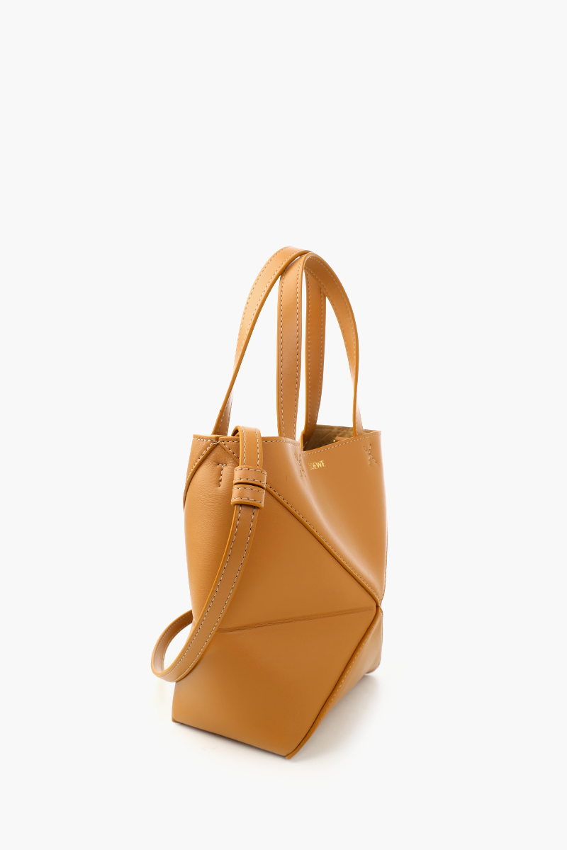 LOEWE Mini Puzzle Fold Tote Bag in Warm Desert Shiny Calfskin 1