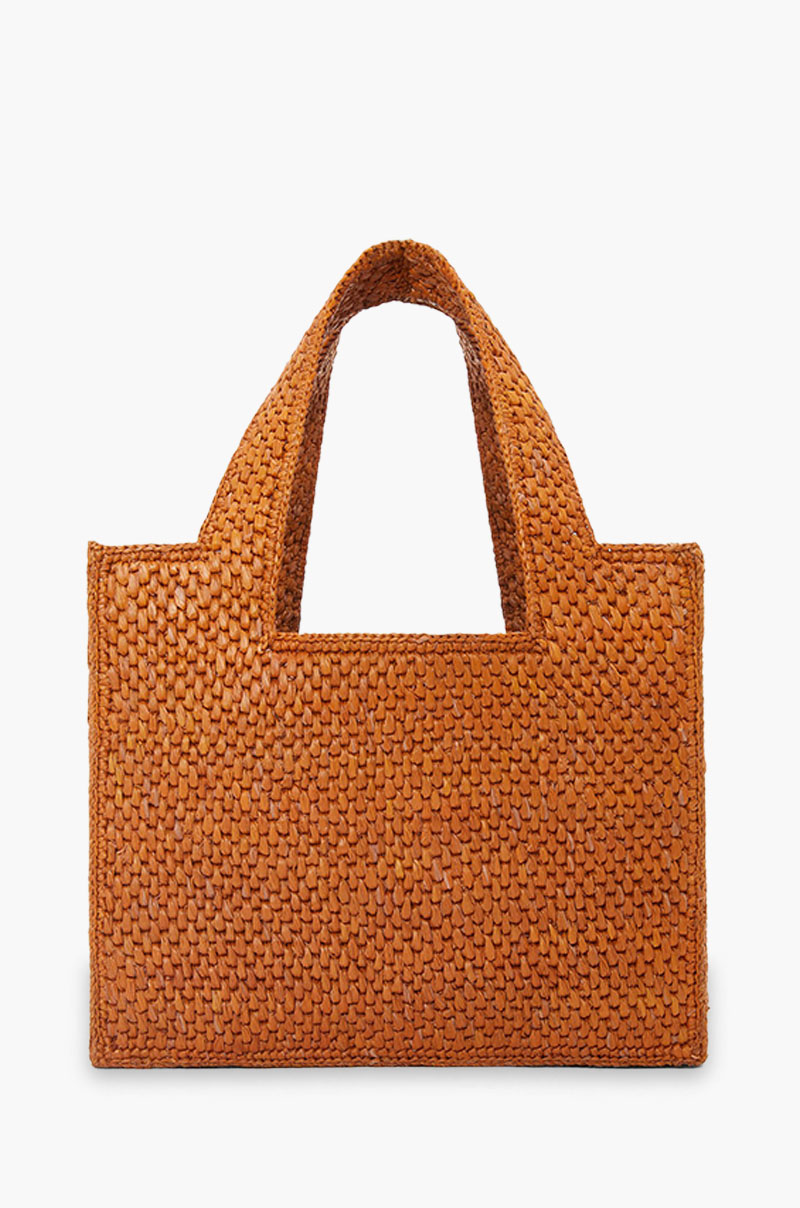 
LOEWE Small Font Tote Bag in Golden Honey Raffia with Adjustable Shoulder Strap
 1