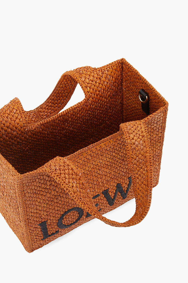 
LOEWE Small Font Tote Bag in Golden Honey Raffia with Adjustable Shoulder Strap
 4