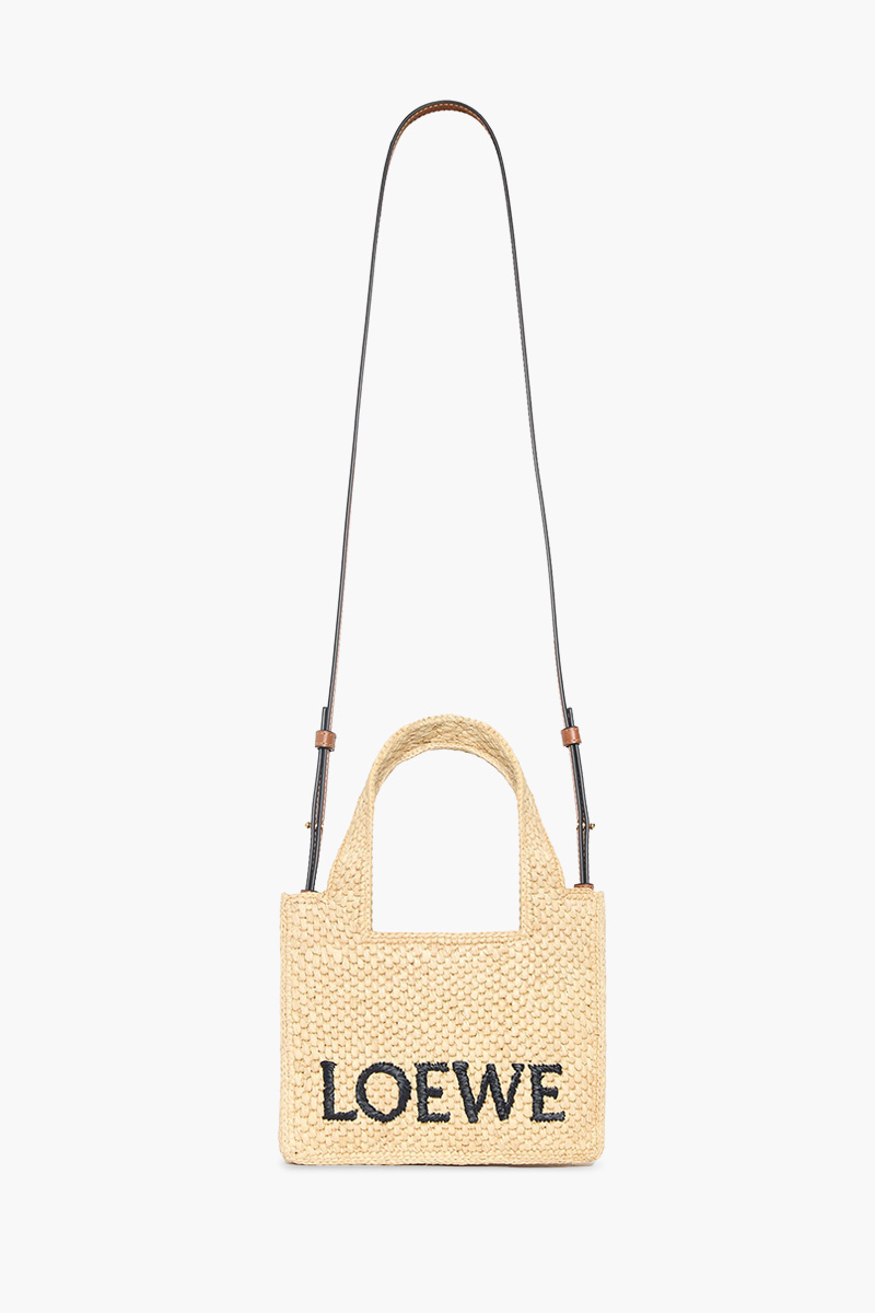LOEWE Mini Font Tote Bag in Natural Raffia 3