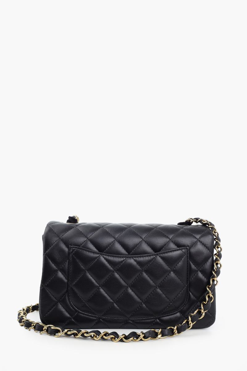 CHANEL Mini Classic Flap Handbag in Black Lambskin Light GHW 2