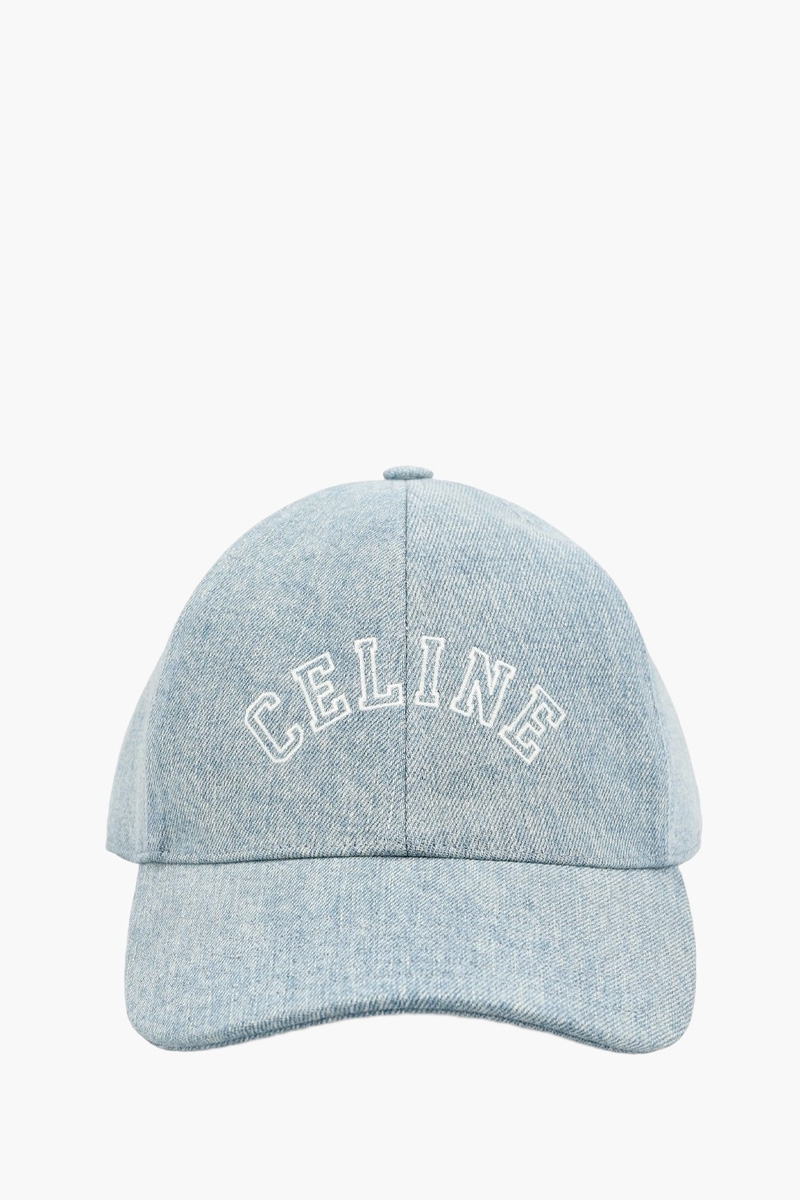 CELINE Women Logo Baseball Cap in Sky Blue Denim 0