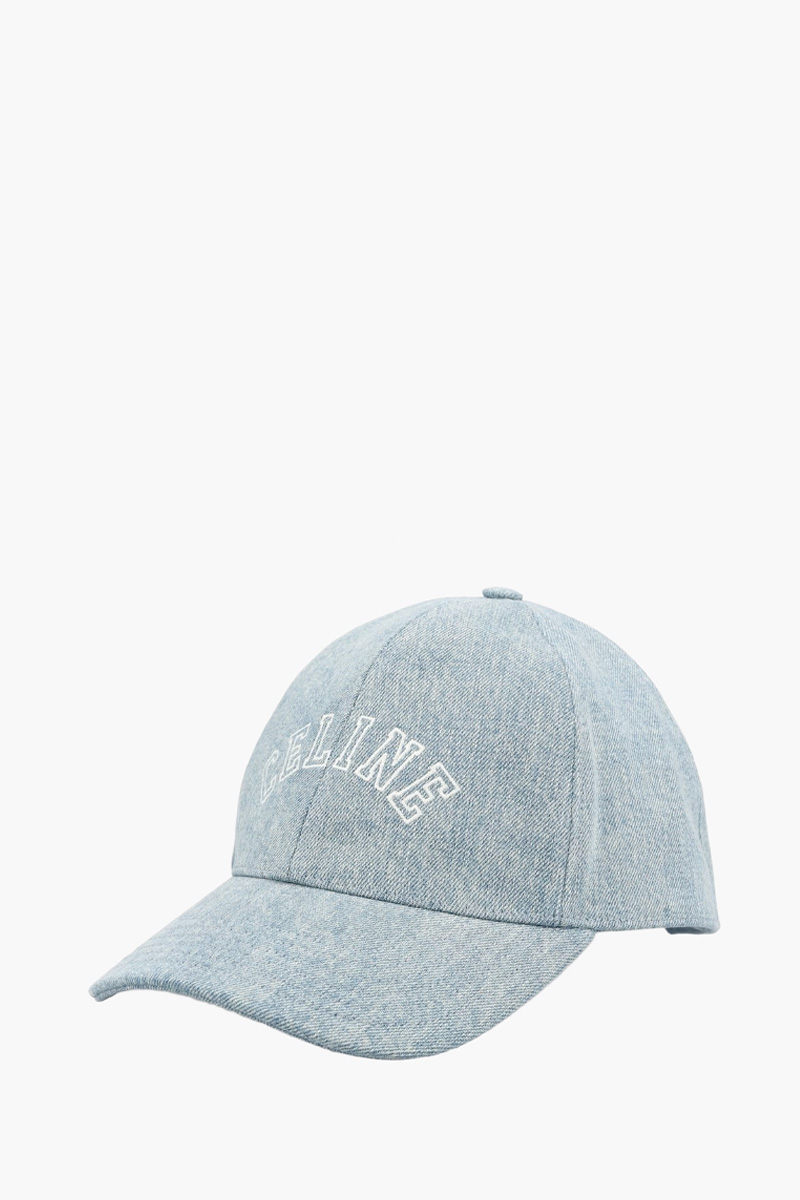 CELINE Women Logo Baseball Cap in Sky Blue Denim 1