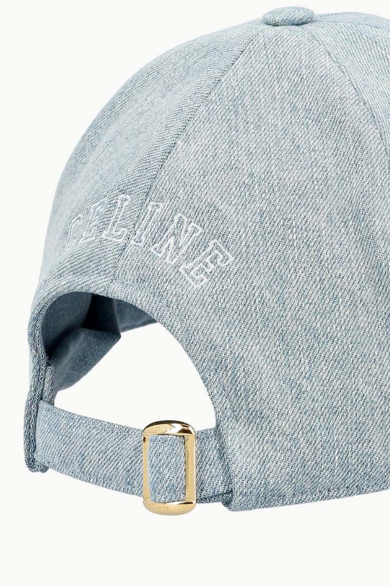 CELINE Women Logo Baseball Cap in Sky Blue Denim 2