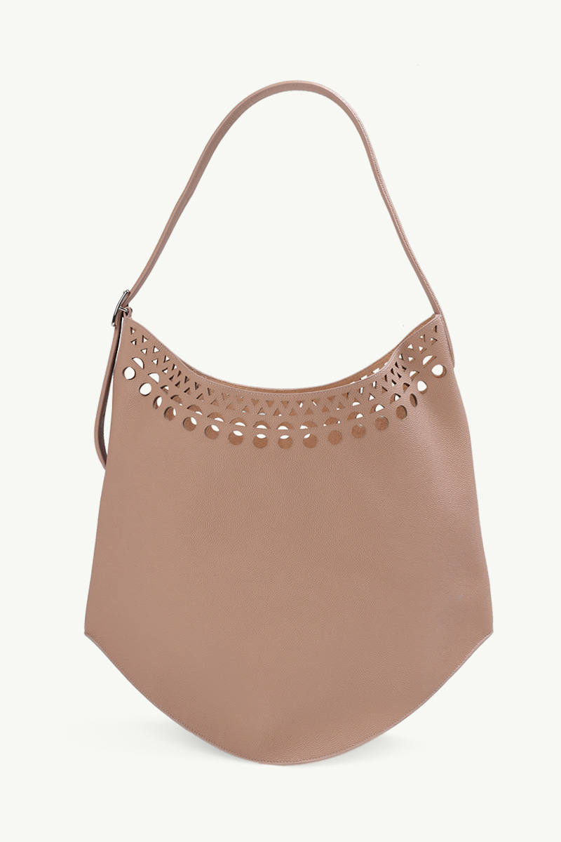 ALAIA Large Le Gail Bag in Sand Leather with Vienne Motif 0