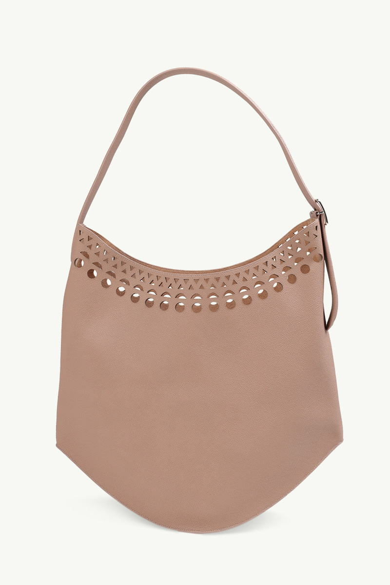 ALAIA Large Le Gail Bag in Sand Leather with Vienne Motif 1