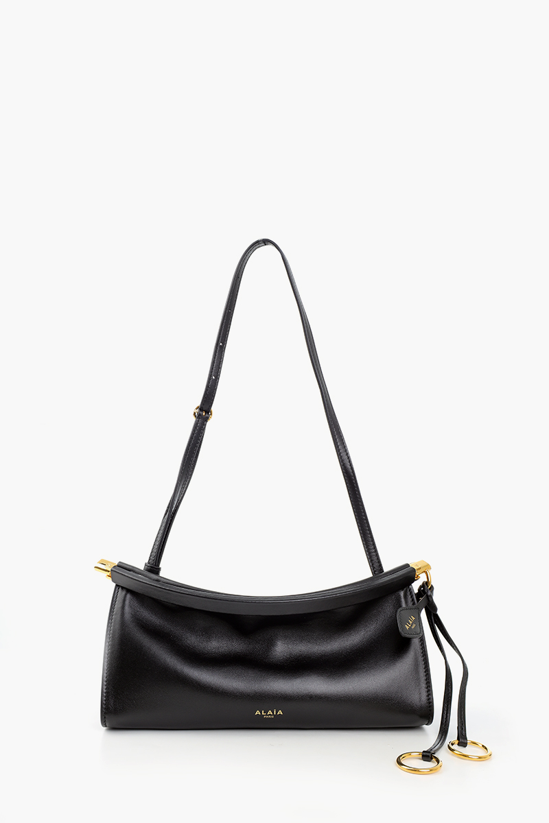 ALAIA Small Le Click East West Bag in Black Calfskin Leather 0