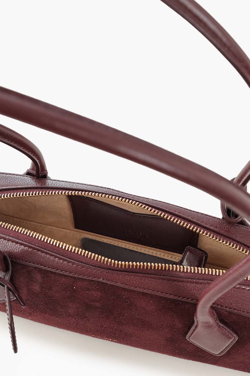ALAIA Small Le Teckel Shoulder Bag in Rouge Grenat Suede x Shiny Goatskin 4