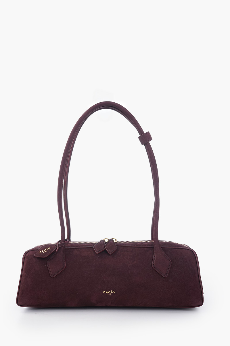 ALAIA Le Teckel Medium Bag in Burgundy Nubuck 0
