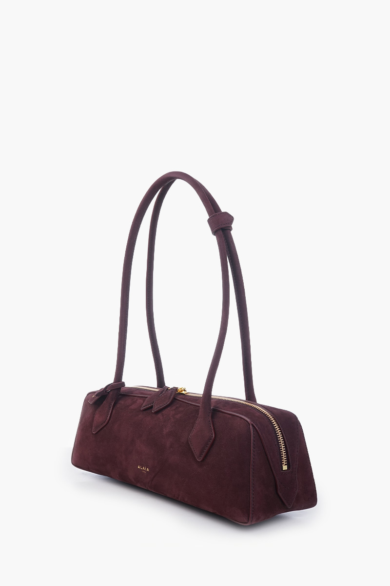 ALAIA Le Teckel Medium Bag in Burgundy Nubuck 1