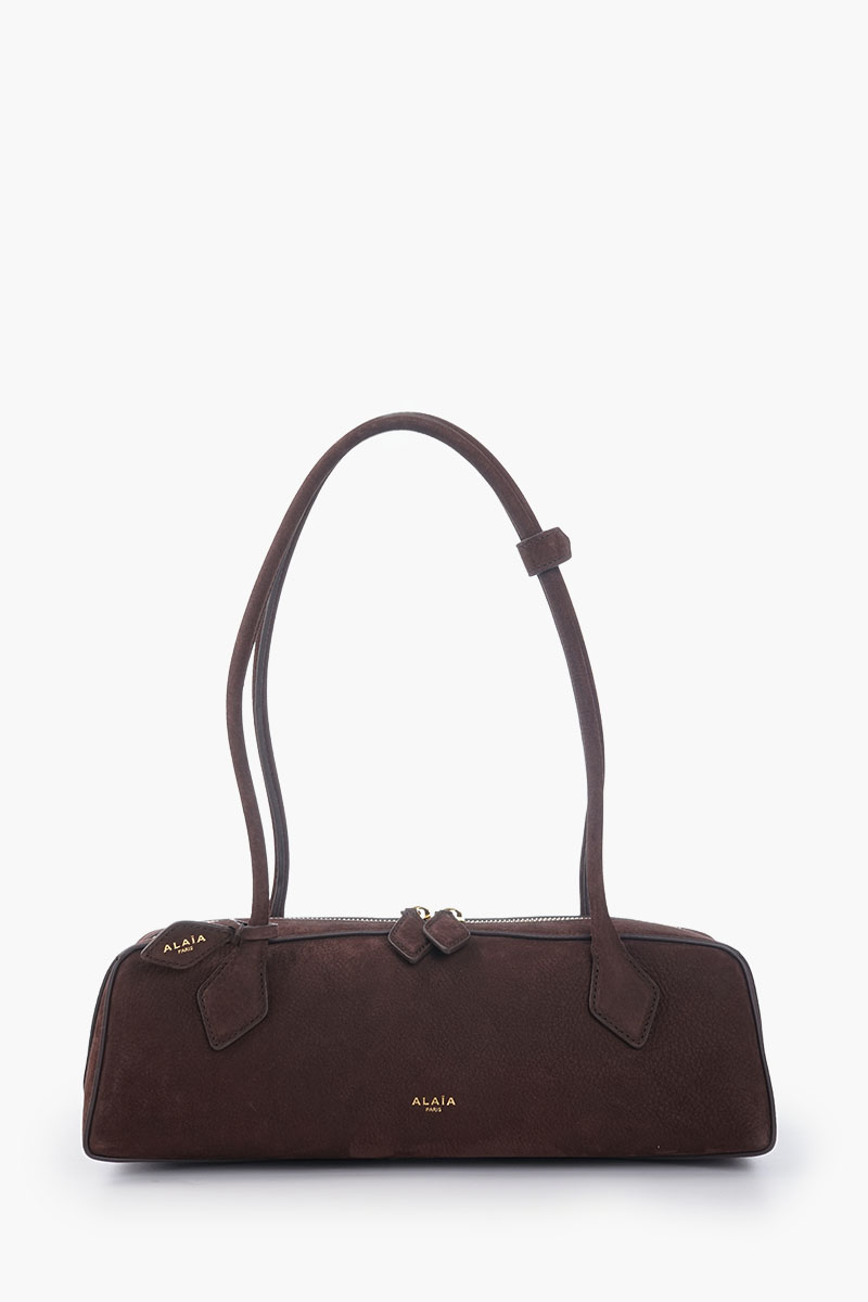 ALAIA Le Teckel Medium Bag in Golden Brown Nubuck 0