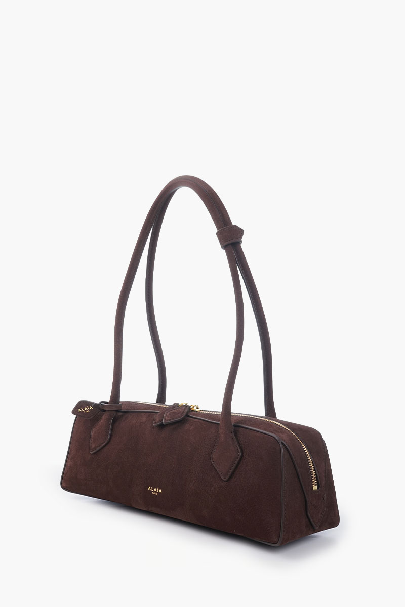 ALAIA Le Teckel Medium Bag in Golden Brown Nubuck 1