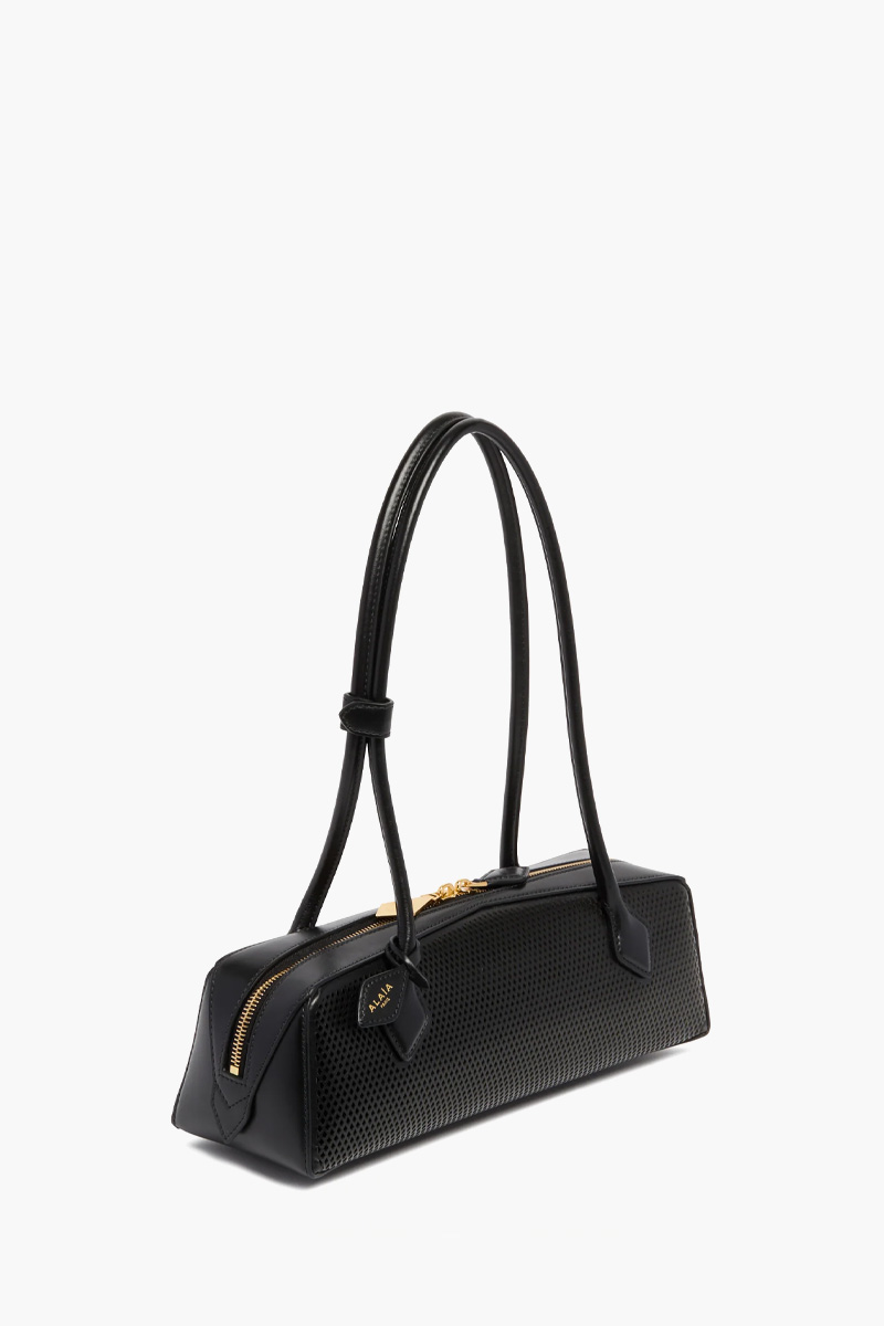 ALAIA Medium Le Teckel Bag in Black Perforated Leather 1