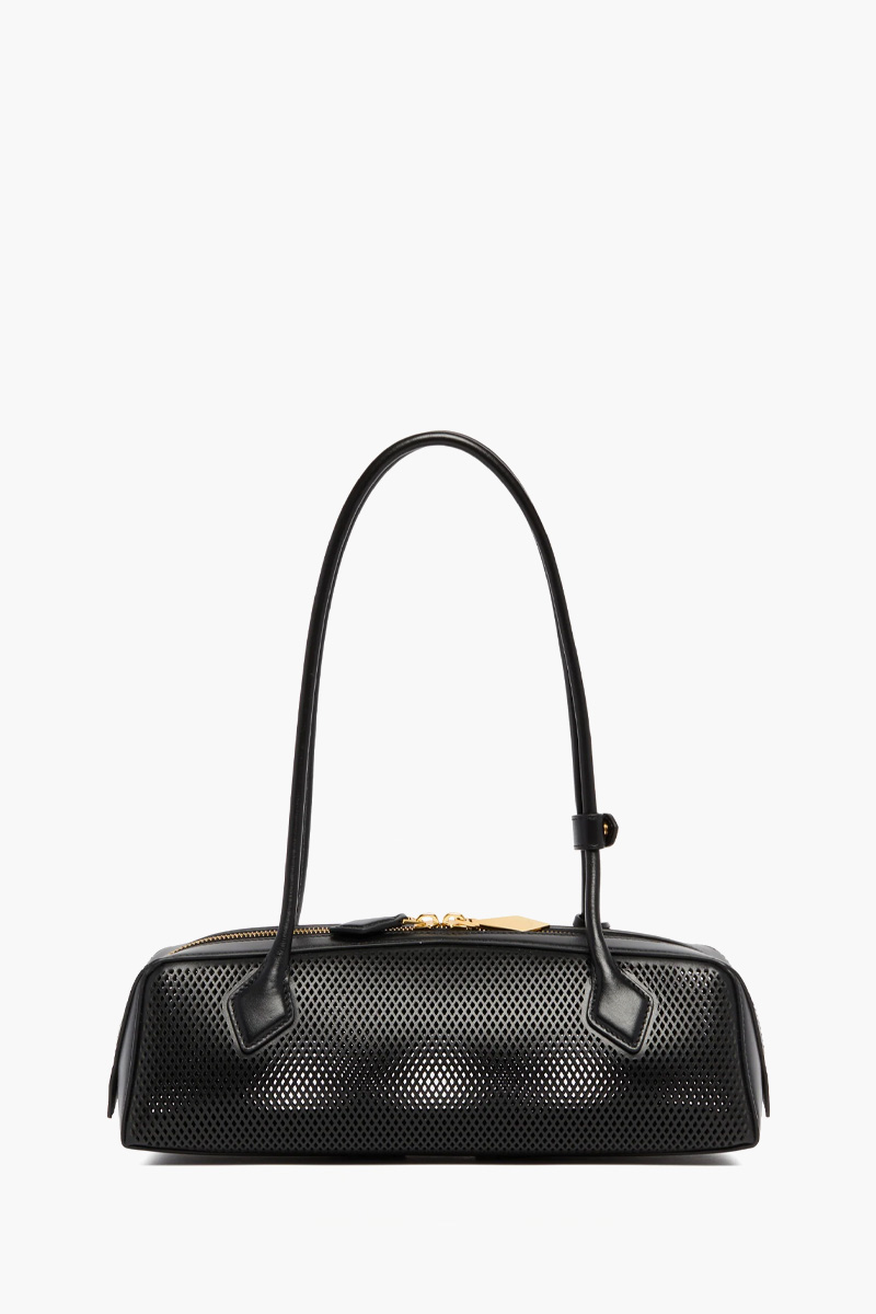 ALAIA Medium Le Teckel Bag in Black Perforated Leather 2