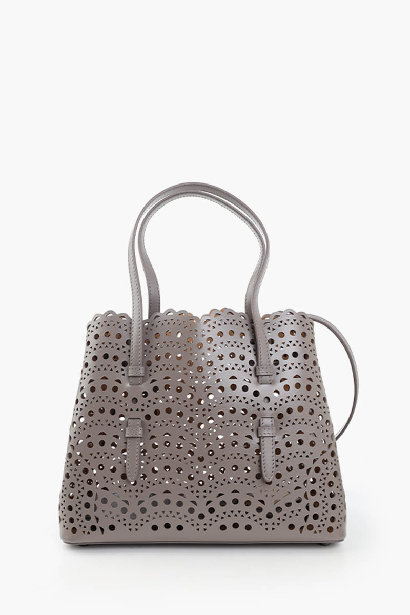ALAIA Mina 25 Lasered Handbag in Taupe with Inner Pouch 0