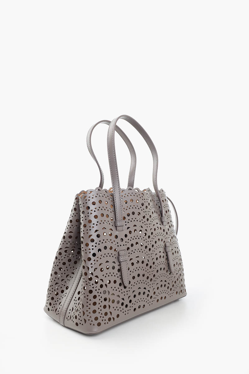 ALAIA Mina 25 Lasered Handbag in Taupe with Inner Pouch 2