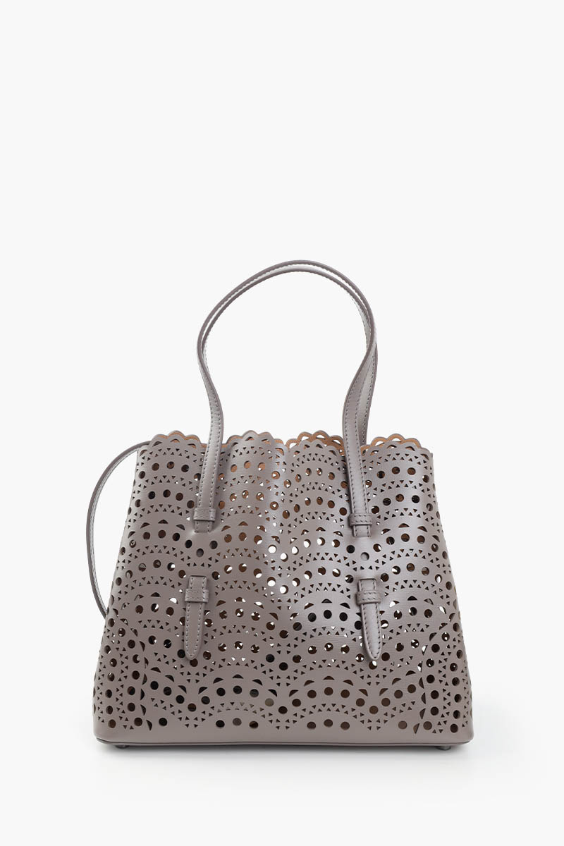 ALAIA Mina 25 Lasered Handbag in Taupe with Inner Pouch 3