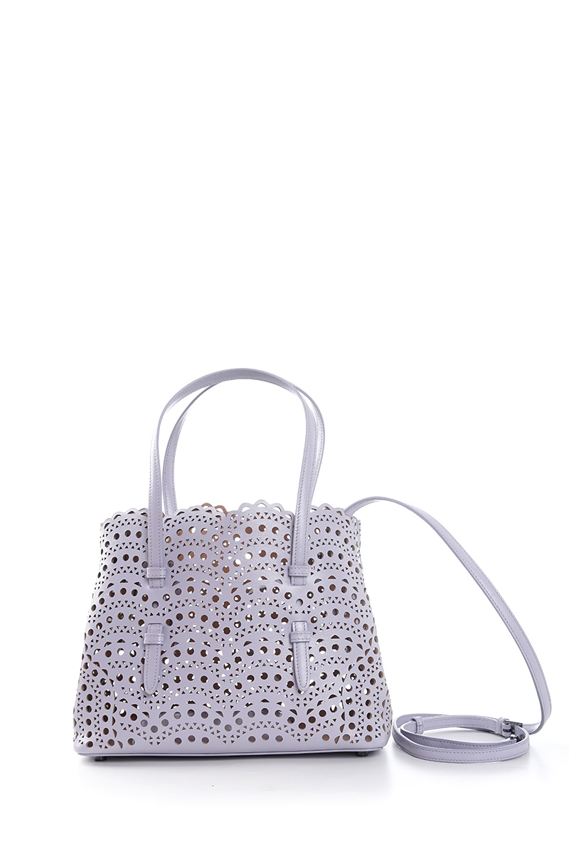 ALAIA Mina 25 Lasered Handbag in Lavender with Inner Pouch 0