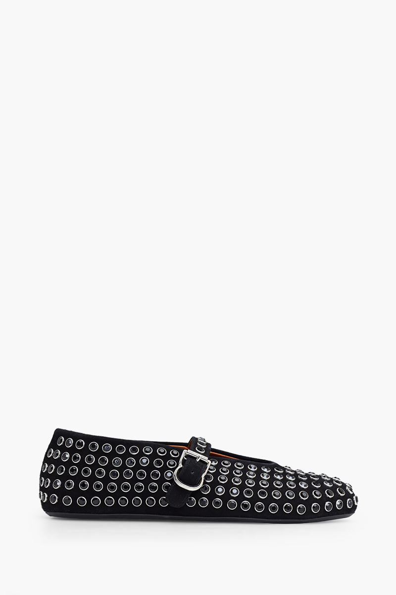 ALAIA Strass Ballet Flats in Black Lambskin 0