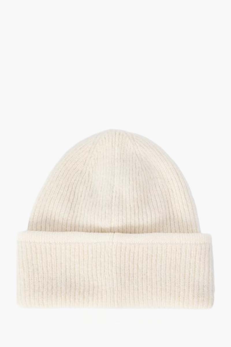 JACQUEMUS Le Bonnet Grosgrain Logo Beanie in Off White Alpaca Wool 1
