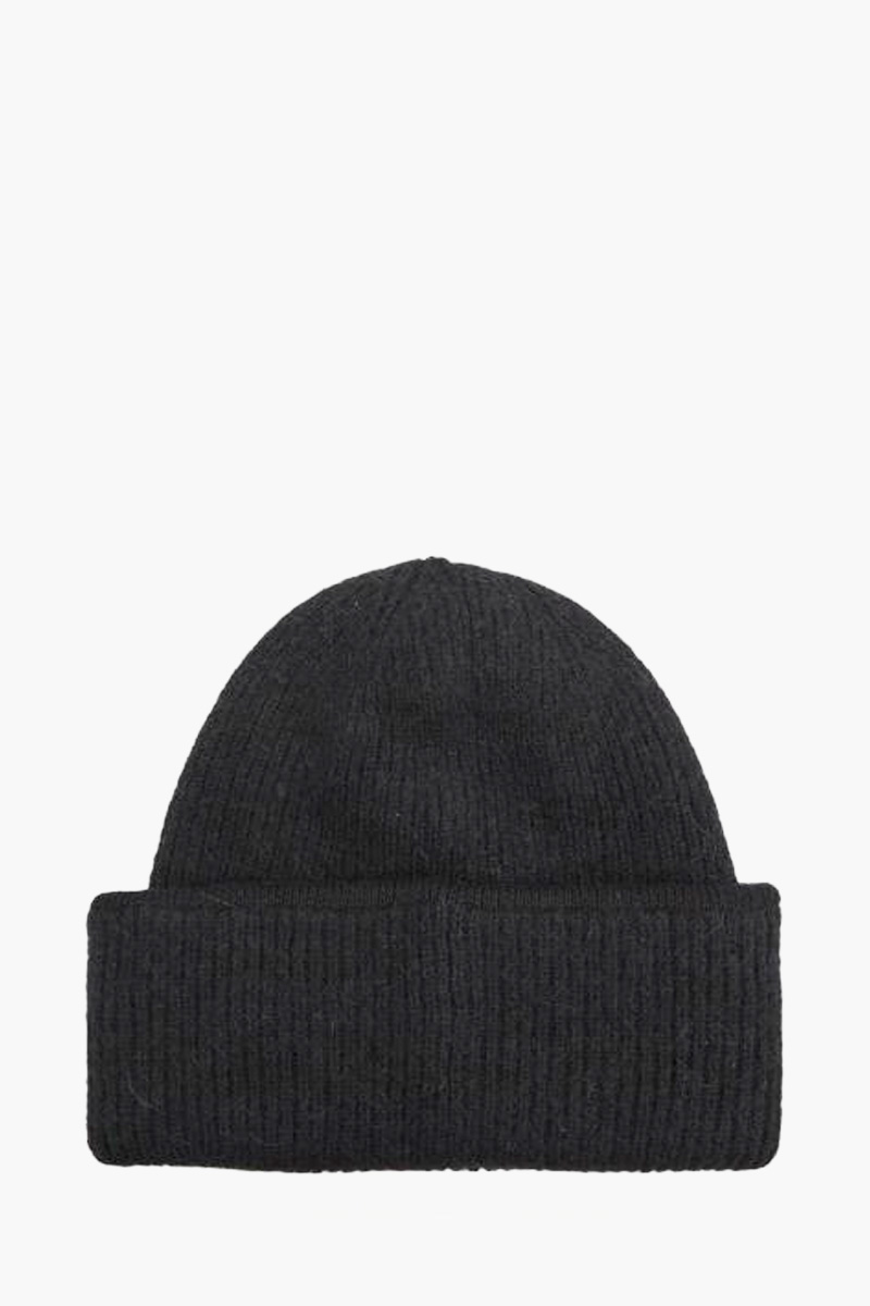 JACQUEMUS Le Bonnet Grosgrain Logo Beanie in Black Alpaca Wool 1