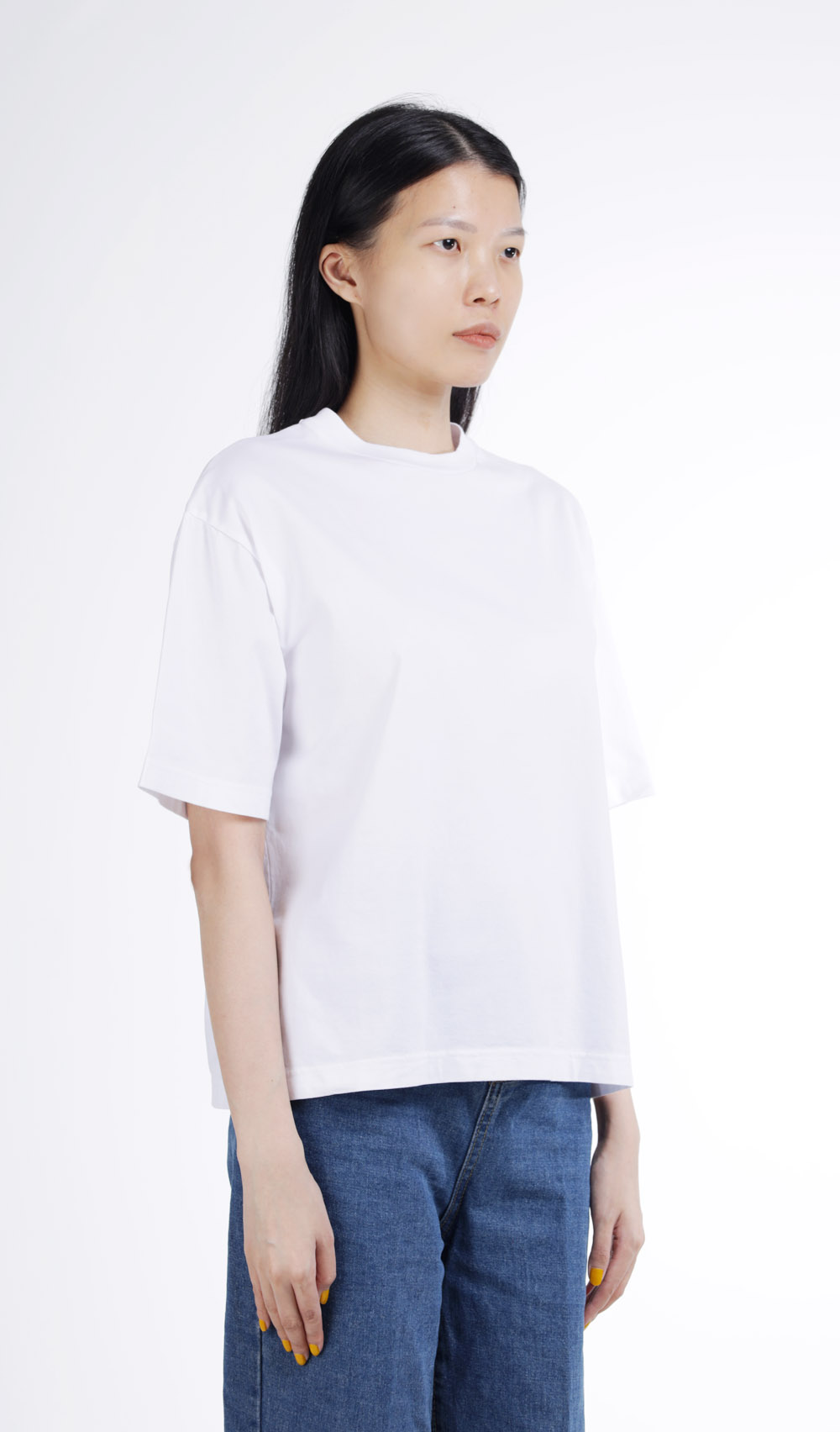 ACNE STUDIOS Women Crewneck Straight Fit T-Shirt in Optic White Organic Cotton  3