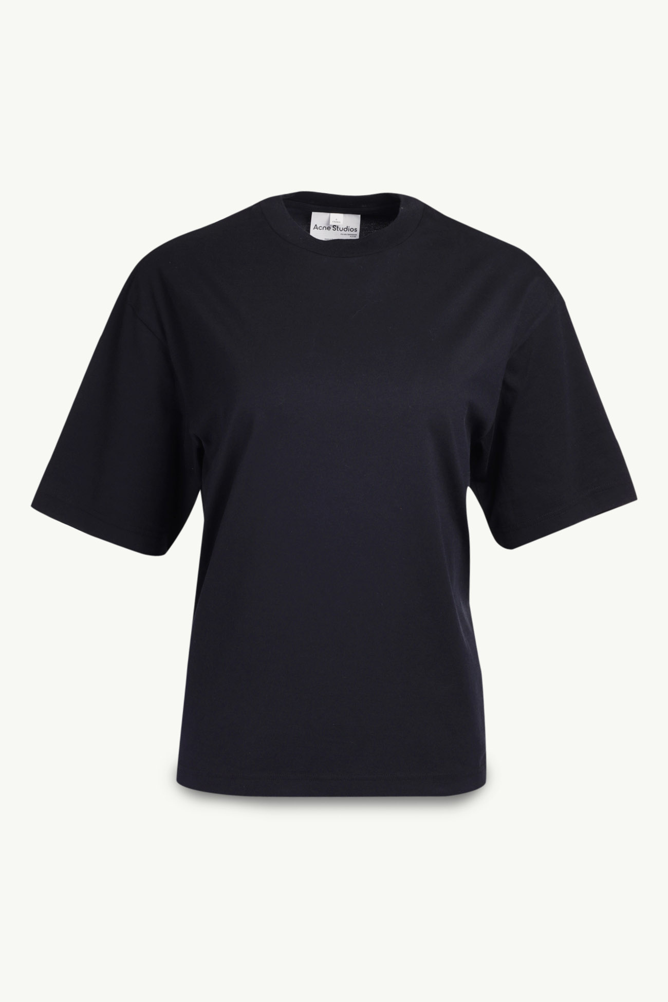 ACNE STUDIOS Women Crewneck Straight Fit T-Shirt in Black Organic Cotton  0