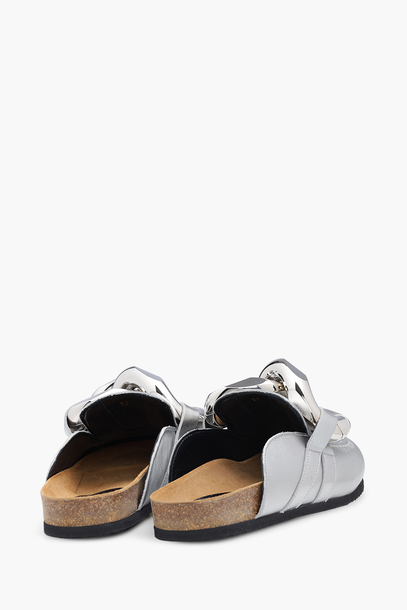 JW ANDERSON Women Loafers Mules in Silver Leather with Chain Link 2