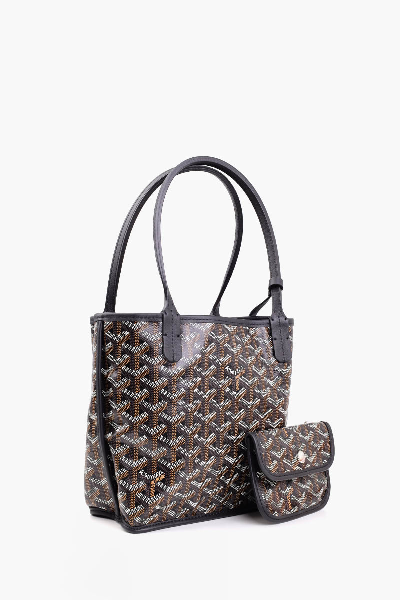 GOYARD Mini Anjou Tote Bag in Black Chevroches Calfskin & Goyardine Canvas 1