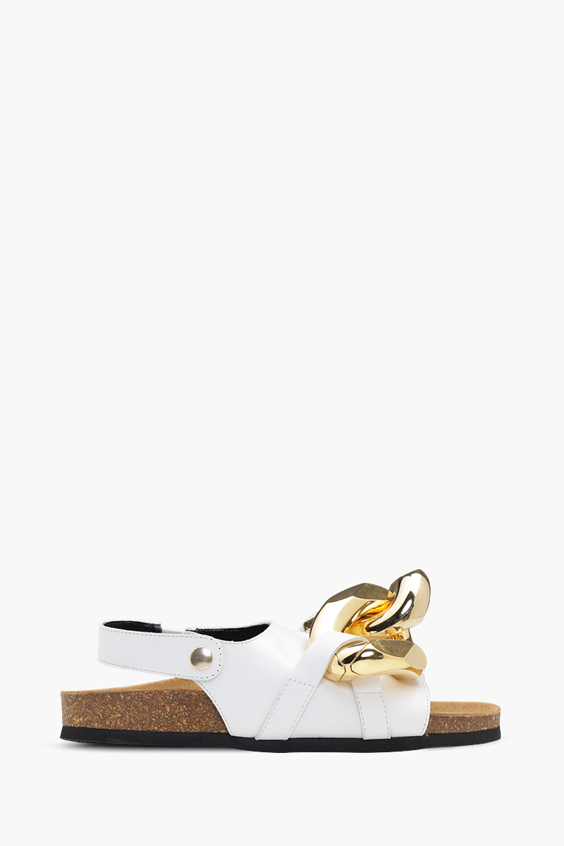 JW ANDERSON Women Slingback Sandals in White Leather with Chain Link 0