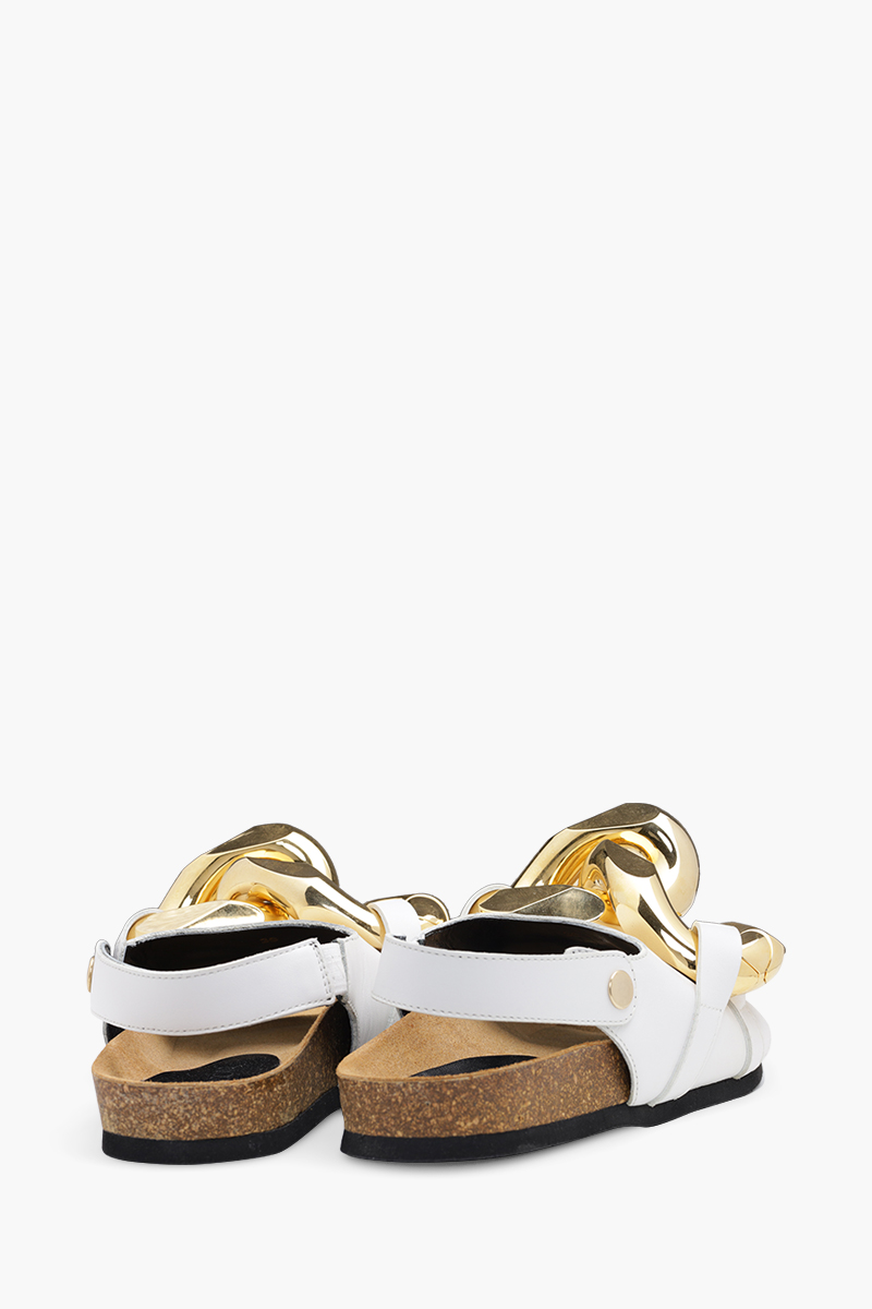 JW ANDERSON Women Slingback Sandals in White Leather with Chain Link 2