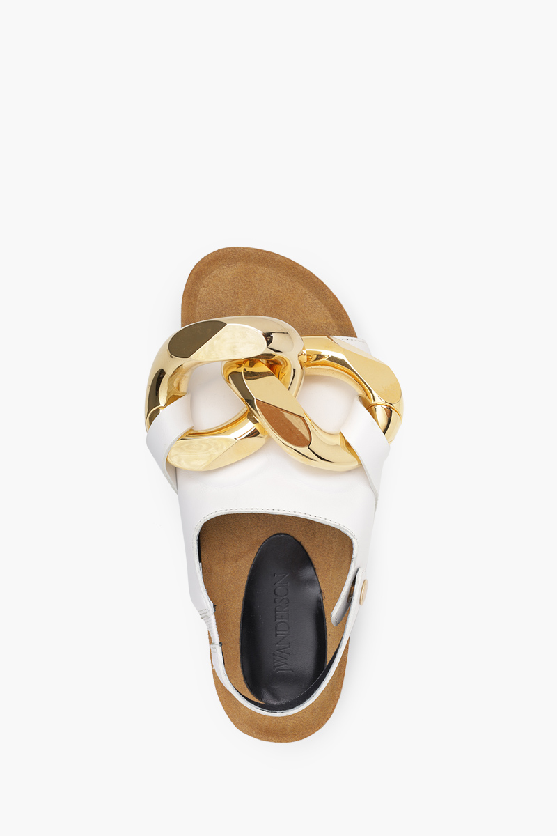 JW ANDERSON Women Slingback Sandals in White Leather with Chain Link 3